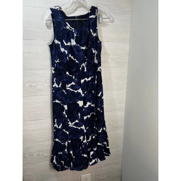 Talbots Floral Flounce Hem Chiffon Dress Size 4 - Picture 2 of 8